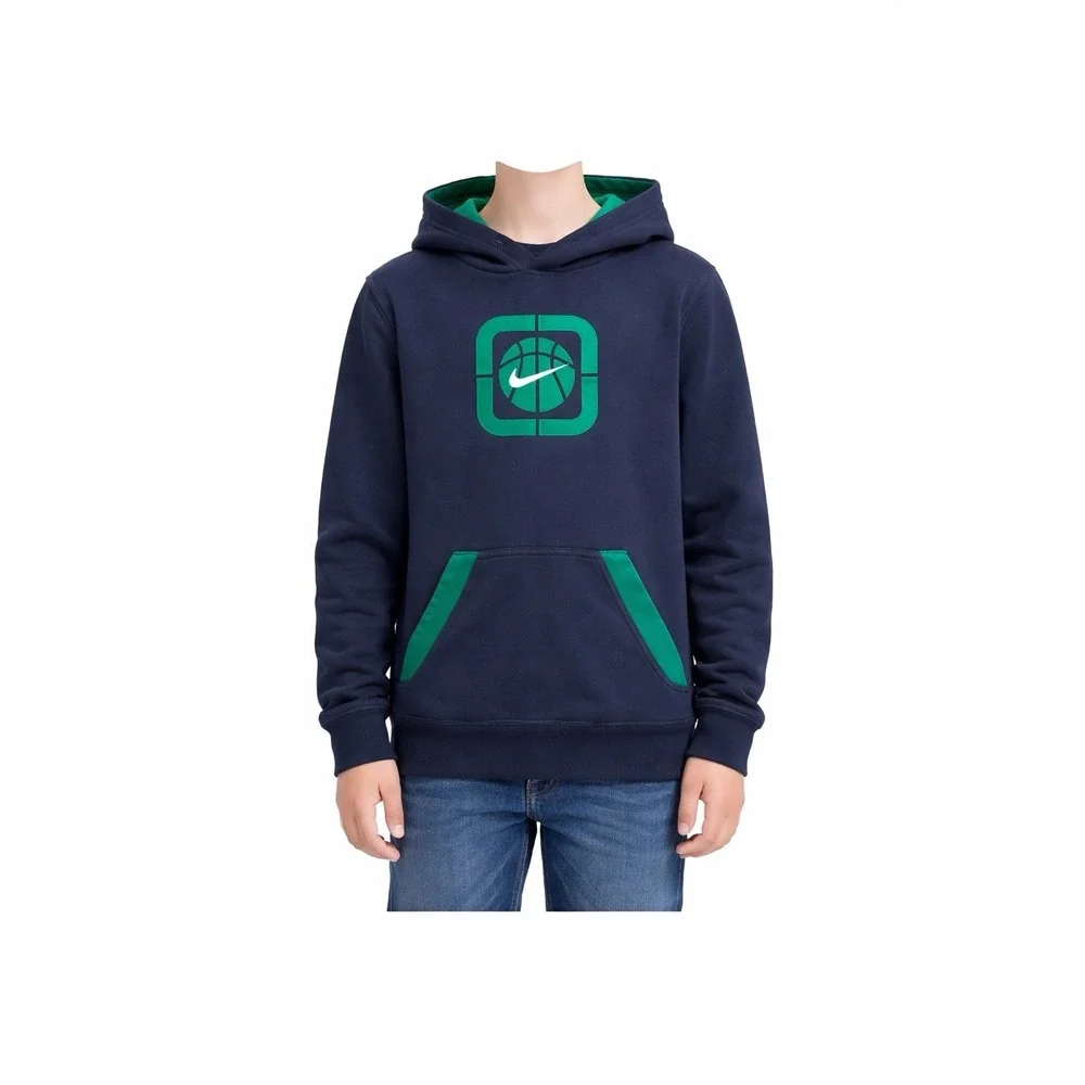 Nike Boys Hoodie Youth M 10-12 Navy Green Baseball Logo Pullover